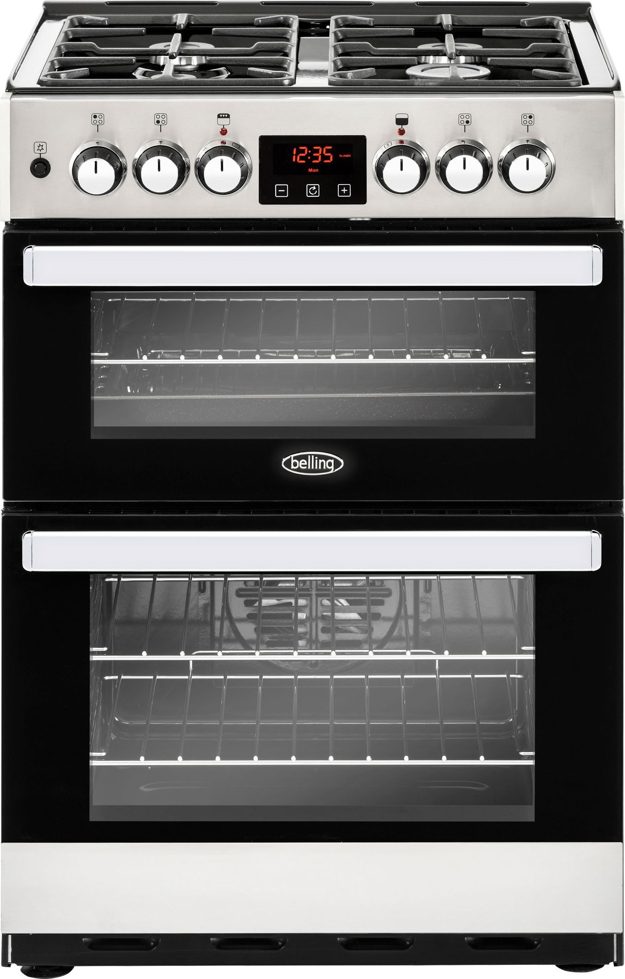 Belling Cookcentre 60DF 60cm Freestanding Dual Fuel Cooker - Stainless Steel - A/A Rated, Stainless Steel